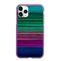 Чехол iPhone 11 Pro матовый Разноцветные неоновые шелковые нити, цвет: 3D-фиолетовый