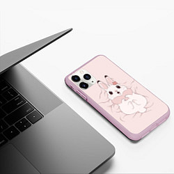 Чехол iPhone 11 Pro матовый Милый кролик на розовом, цвет: 3D-розовый — фото 2