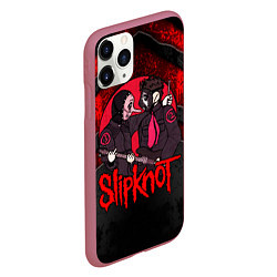 Чехол iPhone 11 Pro матовый Slipknot black and red, цвет: 3D-малиновый — фото 2