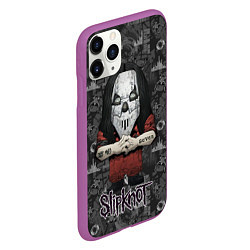 Чехол iPhone 11 Pro матовый Slipknot серый абстрактный фон, цвет: 3D-фиолетовый — фото 2