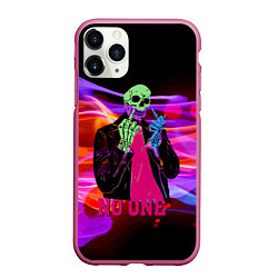 Чехол iPhone 11 Pro матовый Никто - Skull - Flame, цвет: 3D-малиновый