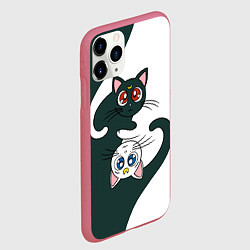 Чехол iPhone 11 Pro матовый Луна и Артемис инь-янь, цвет: 3D-малиновый — фото 2