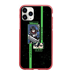 Чехол iPhone 11 Pro матовый Attack on Titan - Mikasa Ackerman, цвет: 3D-красный