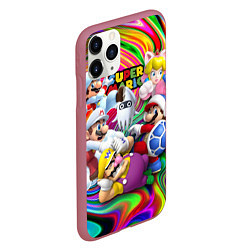 Чехол iPhone 11 Pro матовый Super Mario - Gaming aesthetics - Collage, цвет: 3D-малиновый — фото 2