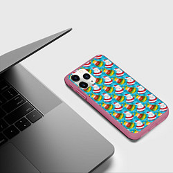 Чехол iPhone 11 Pro матовый Санта новогодний, цвет: 3D-малиновый — фото 2