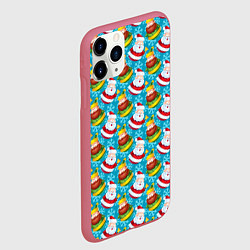 Чехол iPhone 11 Pro матовый Санта новогодний, цвет: 3D-малиновый — фото 2
