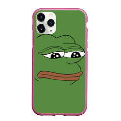 Чехол iPhone 11 Pro матовый Лягушонок Pepe грустит, цвет: 3D-малиновый