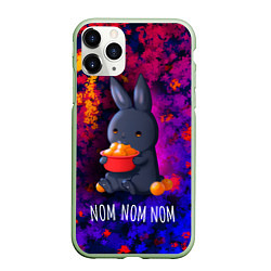 Чехол iPhone 11 Pro матовый Кролик с мандаринами - Nom nom nom, цвет: 3D-салатовый