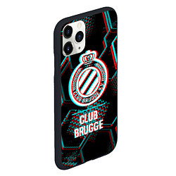 Чехол iPhone 11 Pro матовый Club Brugge FC в стиле glitch на темном фоне, цвет: 3D-черный — фото 2