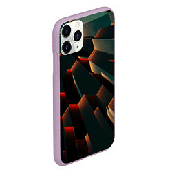 Чехол iPhone 11 Pro матовый Абстрактная геометрия во тьме, цвет: 3D-сиреневый — фото 2