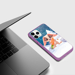 Чехол iPhone 11 Pro матовый Зайчик с морковкой, цвет: 3D-фиолетовый — фото 2