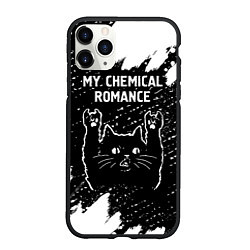 Чехол iPhone 11 Pro матовый Группа My Chemical Romance и рок кот, цвет: 3D-черный