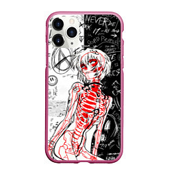 Чехол iPhone 11 Pro матовый Рей Аянами - dead inside mood, цвет: 3D-малиновый