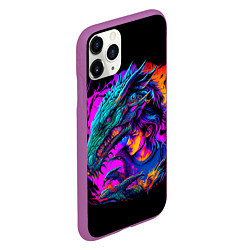 Чехол iPhone 11 Pro матовый Дракон и девушка - поп арт, цвет: 3D-фиолетовый — фото 2