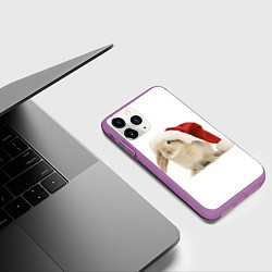 Чехол iPhone 11 Pro матовый Новогодний кролик - 2023, цвет: 3D-фиолетовый — фото 2