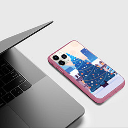 Чехол iPhone 11 Pro матовый Новогодняя елочка, цвет: 3D-малиновый — фото 2