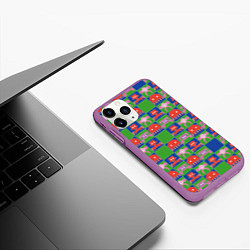 Чехол iPhone 11 Pro матовый Пиксельный рисунок поп арт, цвет: 3D-фиолетовый — фото 2