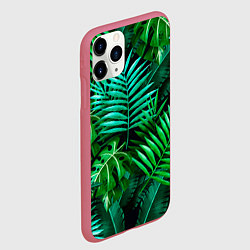 Чехол iPhone 11 Pro матовый Тропические растения - текстура, цвет: 3D-малиновый — фото 2