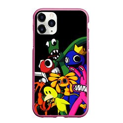 Чехол iPhone 11 Pro матовый Персонажи из радужных друзей, цвет: 3D-малиновый