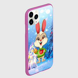 Чехол iPhone 11 Pro матовый Зайчик с кофе, цвет: 3D-фиолетовый — фото 2