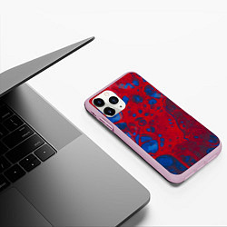 Чехол iPhone 11 Pro матовый Красно-синие разводы, цвет: 3D-розовый — фото 2