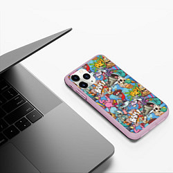 Чехол iPhone 11 Pro матовый Сумасшедший поп-арт, цвет: 3D-розовый — фото 2
