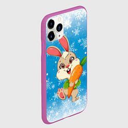 Чехол iPhone 11 Pro матовый Зайчик с морковкой 2023, цвет: 3D-фиолетовый — фото 2