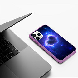 Чехол iPhone 11 Pro матовый Галактика любви - neon heart, цвет: 3D-фиолетовый — фото 2