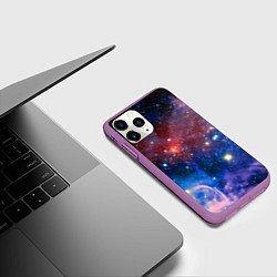 Чехол iPhone 11 Pro матовый Ошеломительный бескрайний космос, цвет: 3D-фиолетовый — фото 2