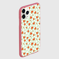 Чехол iPhone 11 Pro матовый Сердце двуцветное, цвет: 3D-малиновый — фото 2