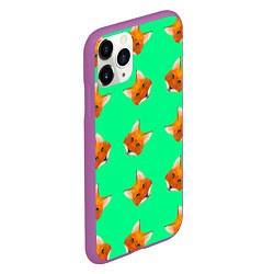 Чехол iPhone 11 Pro матовый Эстетика Полигональные лисы, цвет: 3D-фиолетовый — фото 2