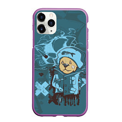 Чехол iPhone 11 Pro матовый Медведь-капитан, цвет: 3D-фиолетовый