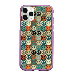Чехол iPhone 11 Pro матовый Peace symbol pattern, цвет: 3D-фиолетовый
