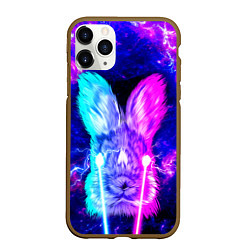 Чехол iPhone 11 Pro матовый Неоновый кролик стреляет лазерами из глаз