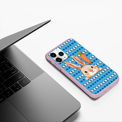 Чехол iPhone 11 Pro матовый Заяц и морковка, цвет: 3D-розовый — фото 2