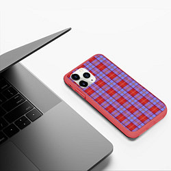 Чехол iPhone 11 Pro матовый Ткань Шотландка красно-синяя, цвет: 3D-красный — фото 2