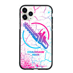 Чехол iPhone 11 Pro матовый Chainsaw Man neon gradient style