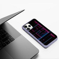 Чехол iPhone 11 Pro матовый Абстрактные неоновые панели, цвет: 3D-светло-сиреневый — фото 2