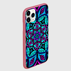 Чехол iPhone 11 Pro матовый Яркая цветная мандала, цвет: 3D-малиновый — фото 2