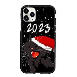 Чехол iPhone 11 Pro матовый Новогодний кот символ года, цвет: 3D-черный