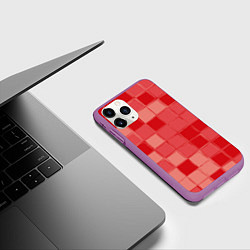 Чехол iPhone 11 Pro матовый Красный паттерн из кубов, цвет: 3D-фиолетовый — фото 2
