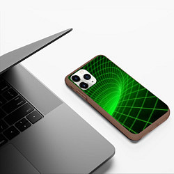 Чехол iPhone 11 Pro матовый Зелёная неоновая чёрная дыра, цвет: 3D-коричневый — фото 2