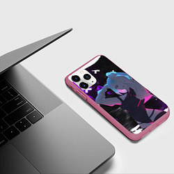 Чехол iPhone 11 Pro матовый Люси из киберпанка - неон, цвет: 3D-малиновый — фото 2