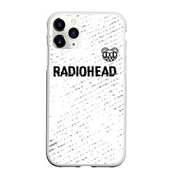 Чехол iPhone 11 Pro матовый Radiohead glitch на светлом фоне: символ сверху, цвет: 3D-белый