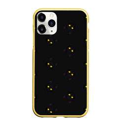 Чехол iPhone 11 Pro матовый Эстетика Черный кот на темном фоне, цвет: 3D-желтый