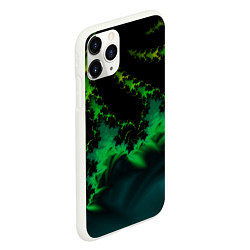 Чехол iPhone 11 Pro матовый Фрактал зеленая ёлочка, цвет: 3D-белый — фото 2