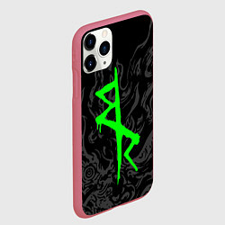 Чехол iPhone 11 Pro матовый Логотип Cyberpunk: Edgerunners - Дэвид, цвет: 3D-малиновый — фото 2