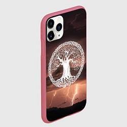Чехол iPhone 11 Pro матовый Yggdrasil white rune, цвет: 3D-малиновый — фото 2