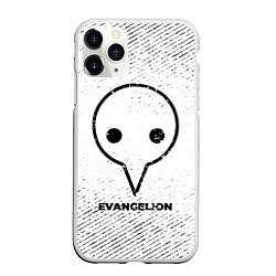 Чехол iPhone 11 Pro матовый Evangelion с потертостями на светлом фоне, цвет: 3D-белый