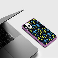 Чехол iPhone 11 Pro матовый Микрофон и ноты, цвет: 3D-фиолетовый — фото 2